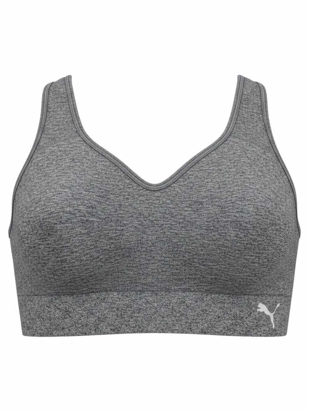 PUMA Seamless Heathered Gray Adjustable Sports Bra Women's Large L Workout